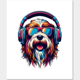 Petit Basset Griffon Vendeen Smiling DJ with Headphones Posters and Art